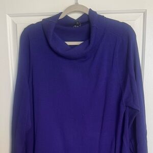 Eileen Fisher Deep Purple Cowl Neck Sweater lightweight 100% Merino Wool Sz XL